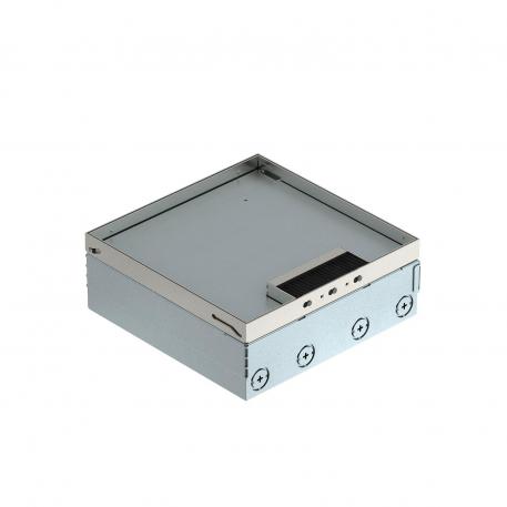 Caja de suelo UDHOME9 con escobilla protectora, acero fino, con soporte FLF, tapa utilizable 15