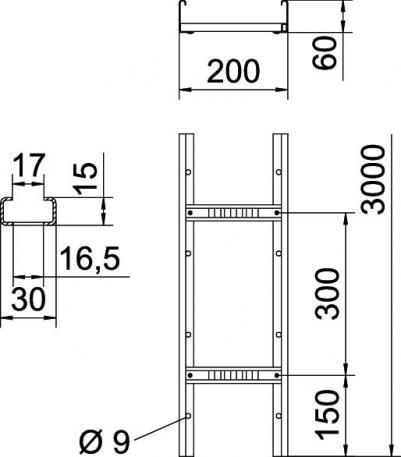 Cable ladder LG 60, 3 m VS FS 3000 | 200 | 1.5 | yes | Steel | Strip ...